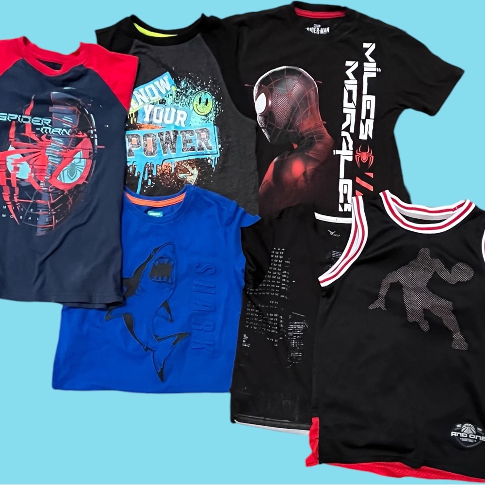 Boys Marvel Short Sleeve Tees Bundle Spiderman Miles Morales AND1 and more